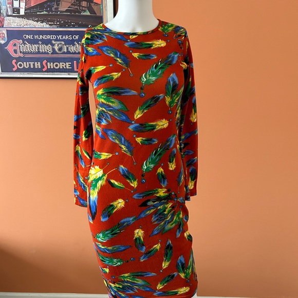 VINTAGE INDULGENCE LONDON red patterned body con sweater dress - Picture 3 of 9